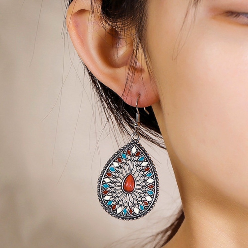 Any 2/$20! Silver/Red Boho Dangle Earrings - Picture 6 of 9